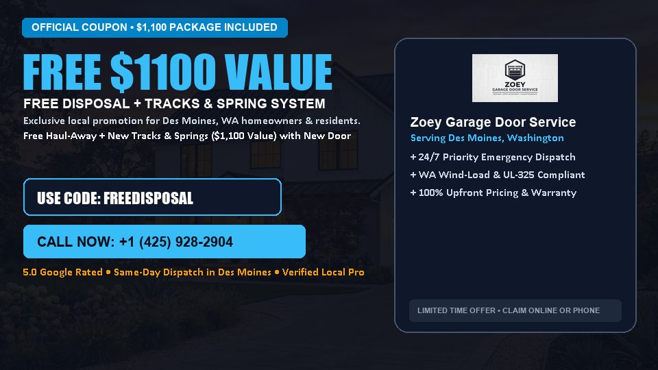 Zoey Garage Door Service FREE Haul-Away & Heavy-Duty Tracks with New Door